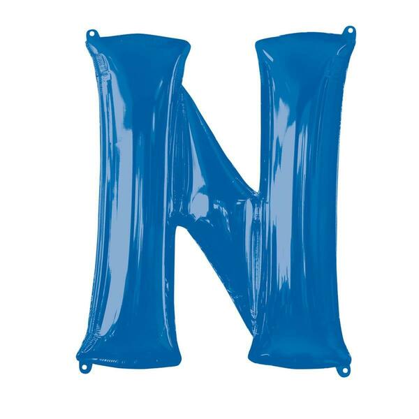 Anagram 32 in. Letter N Shape Foil Balloon Blue 86460